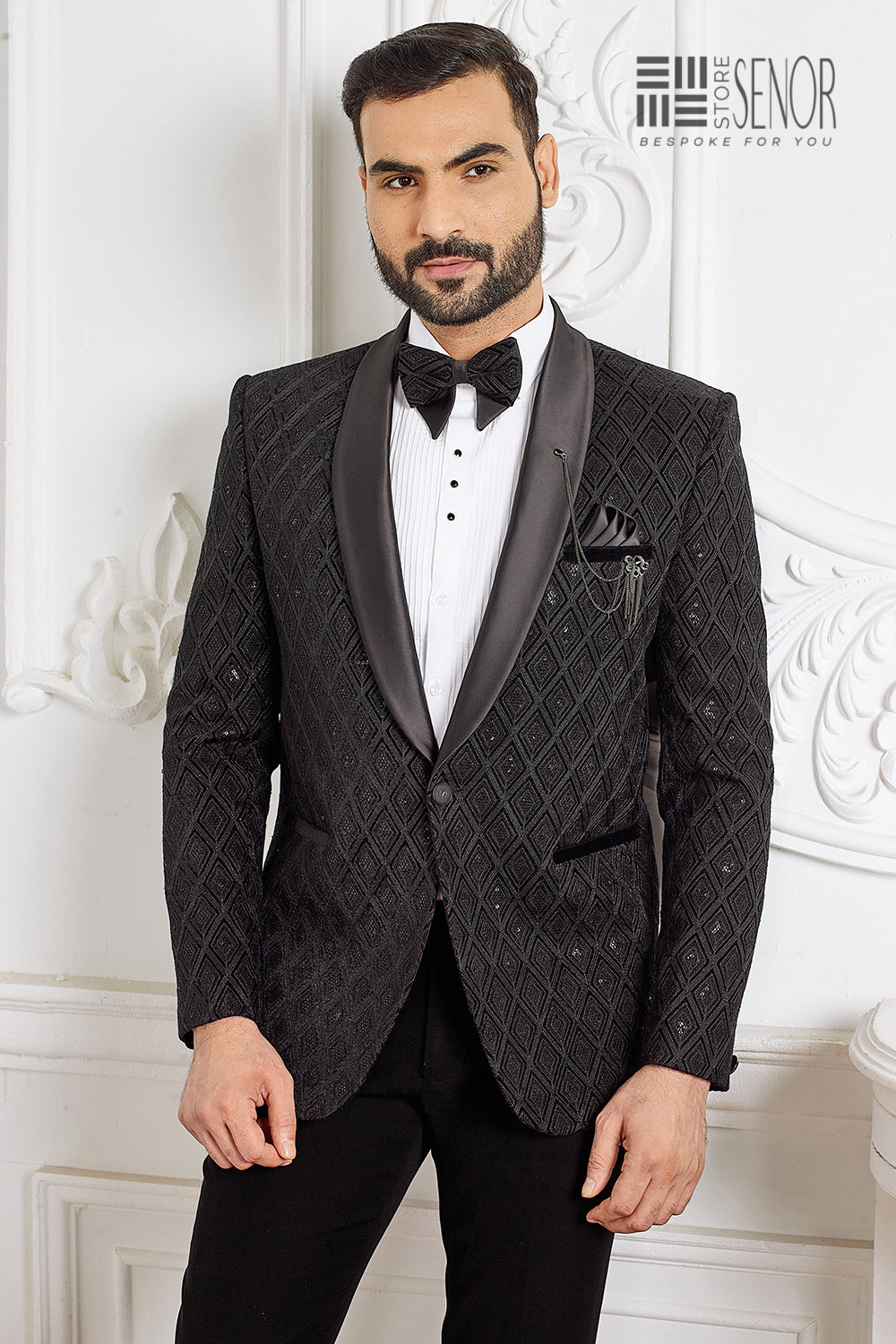 Black Hand-Embroidered Tuxedo