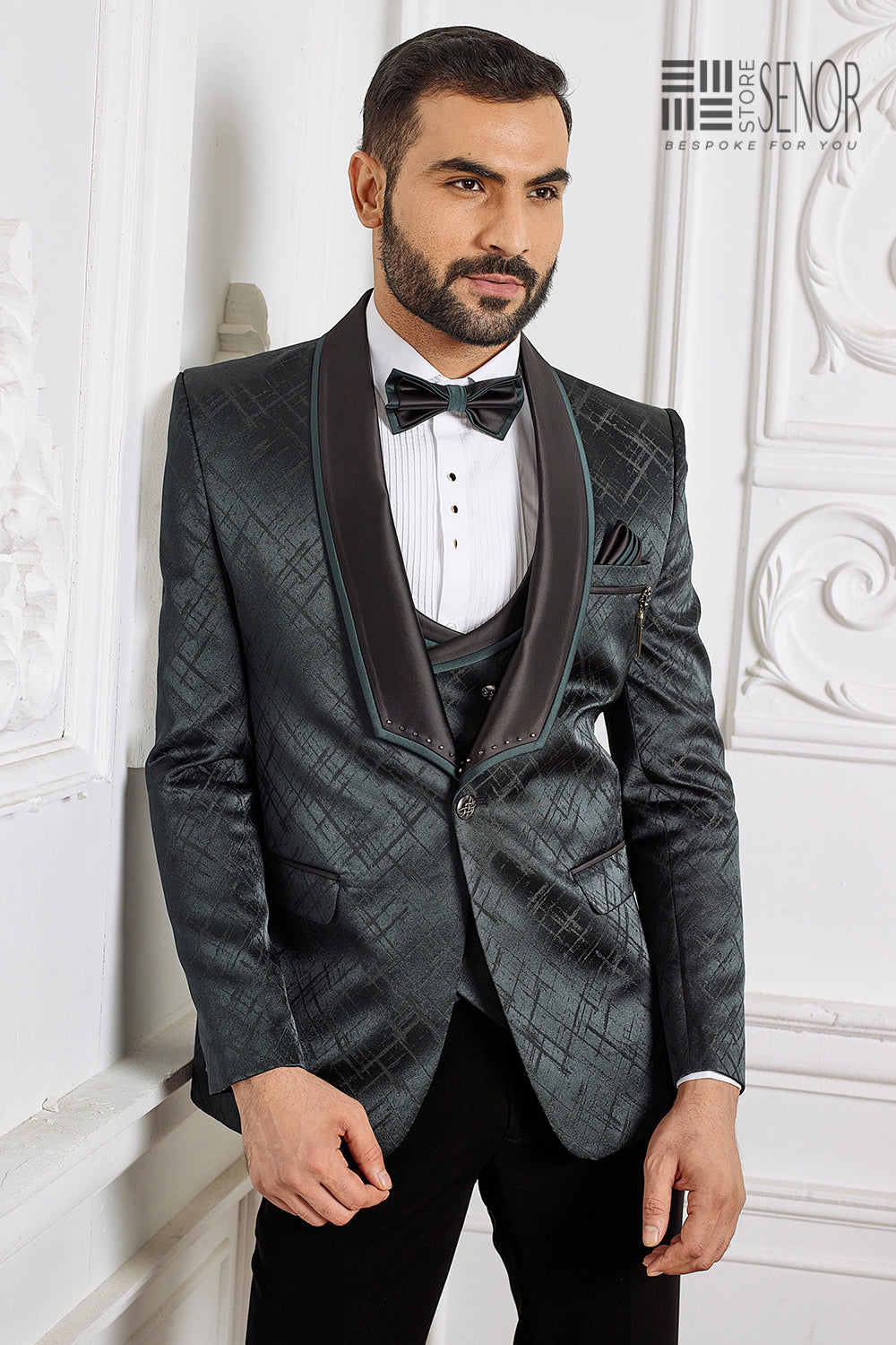 Dark Green and Black Texture Tuxedo