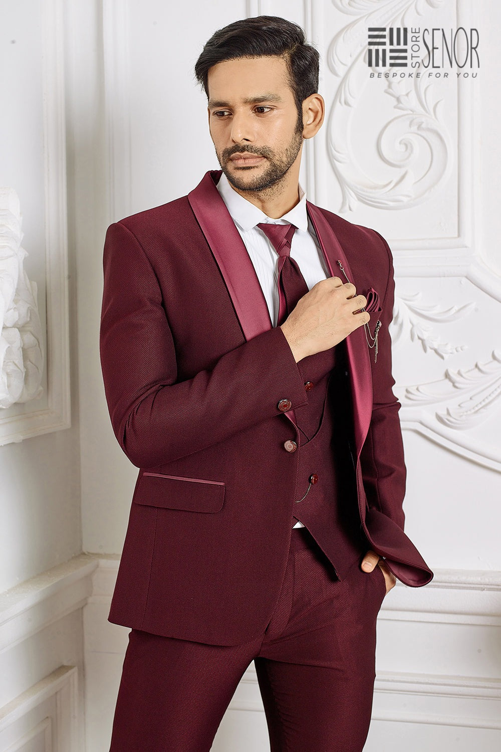 Maroon Elegance Tuxedo