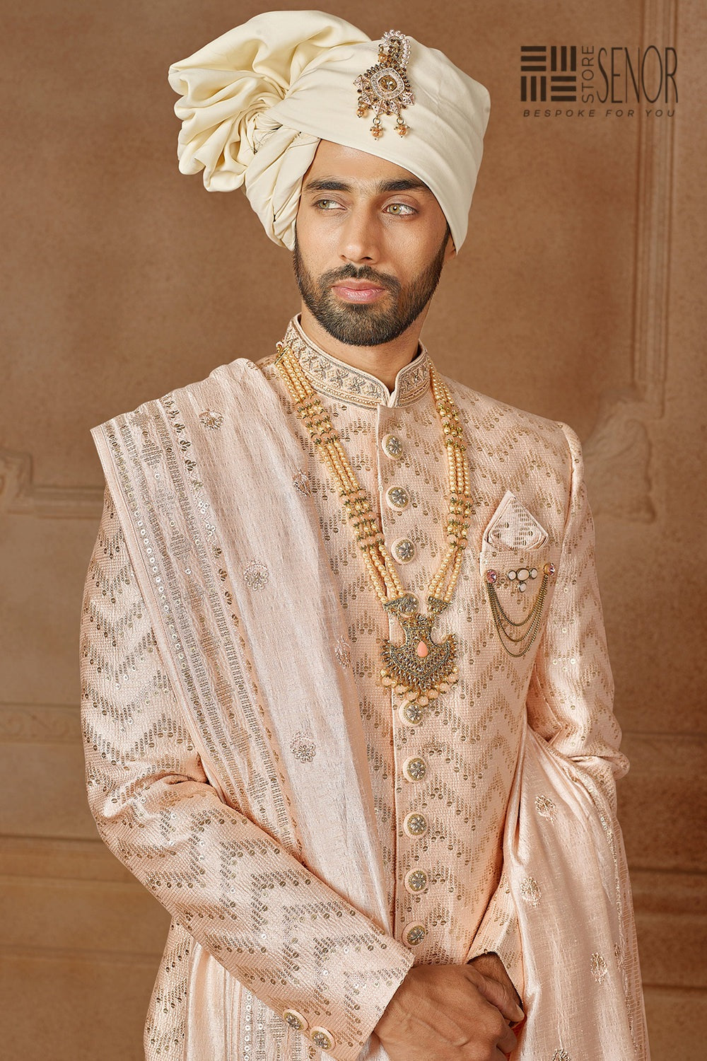 Peachy Perfection Sherwani